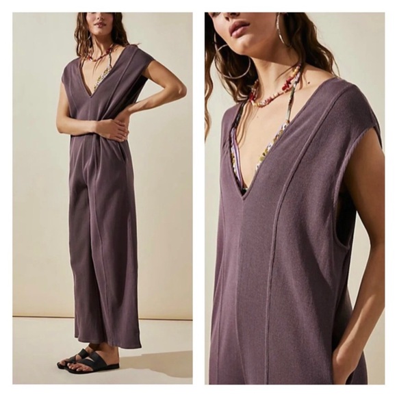 Free People Pants - FREE PEOPLE PLUM COTTON OVERSIZED JUMPSUIT (M) | beach vacation loungewear